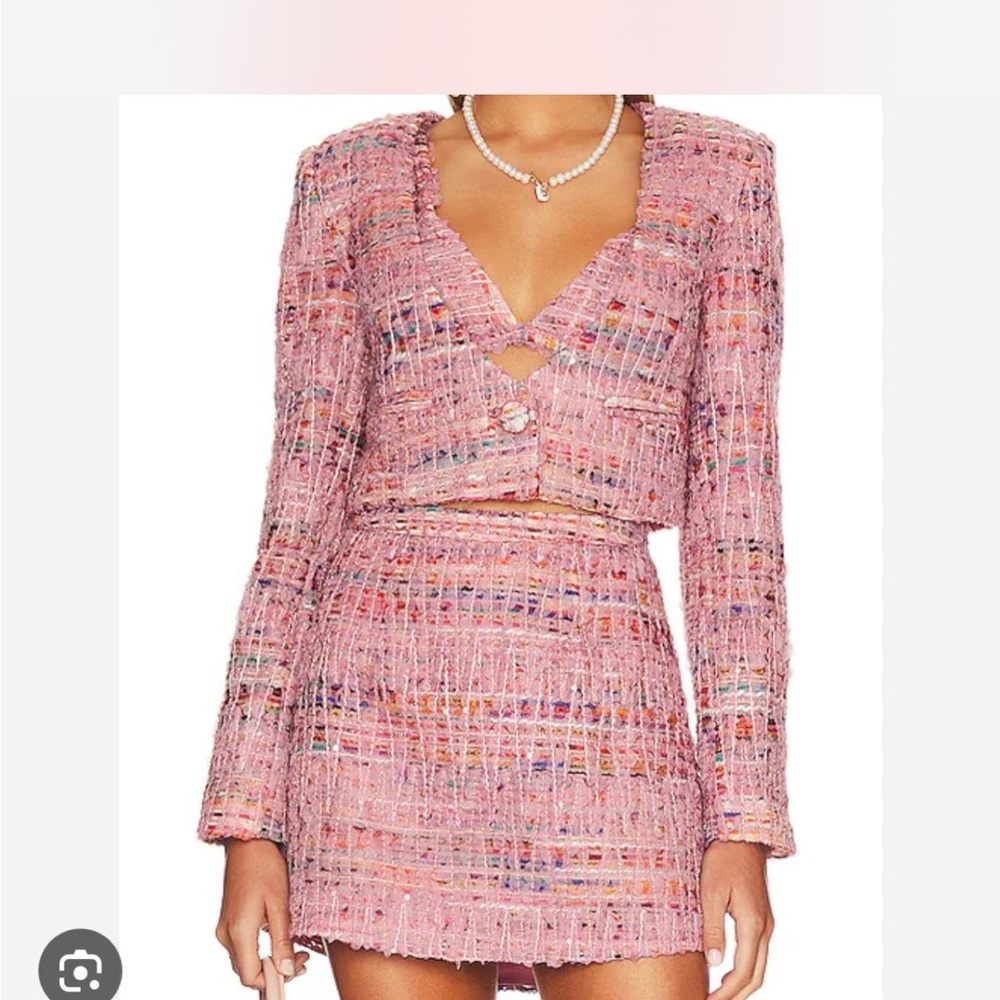 For love and lemons Chic Pink Tweed set both skirt and top